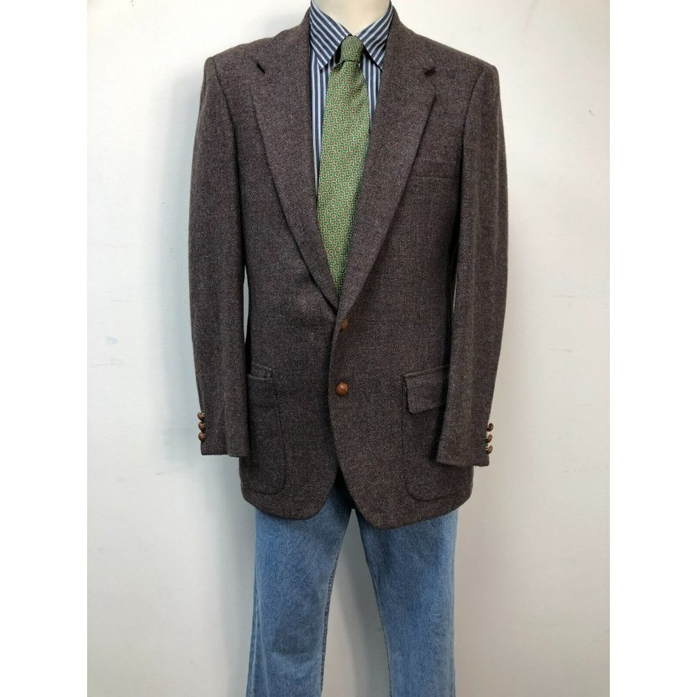 Farah Wolfoff Blazer Jacket Dark Brown 2 Button Men's - Size 40L